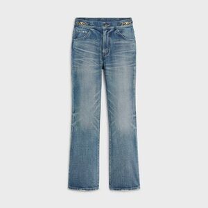 Celine DYLAN FLARED JEANS WITH SIGNATURE IN UNION WASH DENIM
